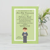 Lime Green Cute First Community Boy Invitation Kaart (Staand voorkant)