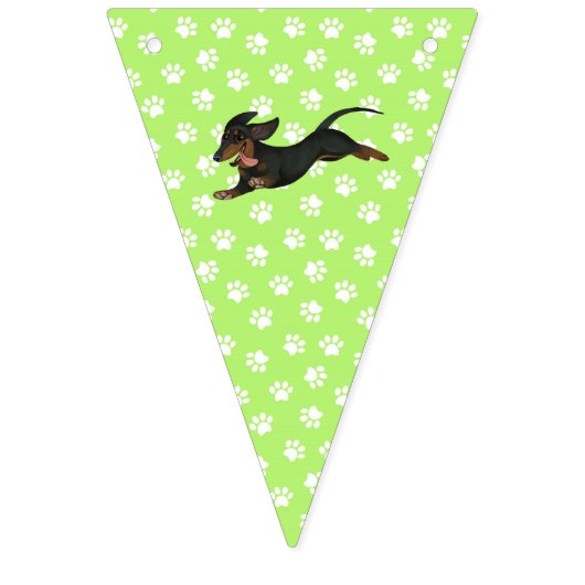 Lime Green Dachshund Bunting Party Banner (Tweede vlag)