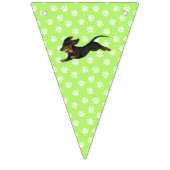 Lime Green Dachshund Bunting Party Banner (Eerste vlag)