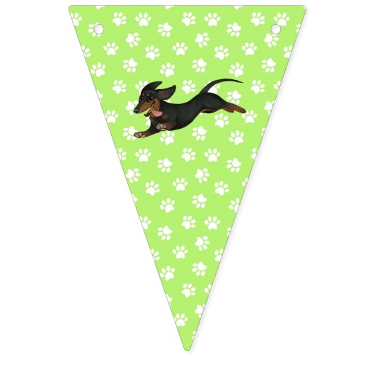 Lime Green Dachshund Bunting Party Banner (Eerste vlag)