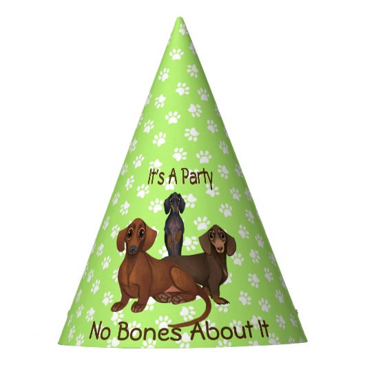 Lime Green Dachshund Party Pet Feesthoedjes (Voorkant)