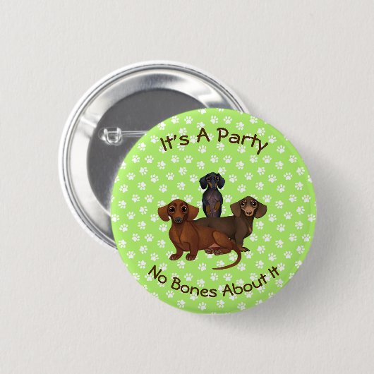 Lime Green Dachshund Pin Button (Voorkant /achterkant)