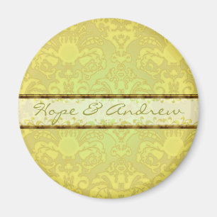 Lime Green Damask bruiloft magneet