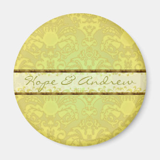 Lime Green Damask bruiloft magneet