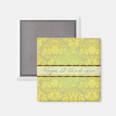 Lime Green Damask bruiloft magneet (Voorkant / Achterkant)