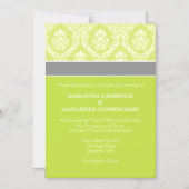 Lime Green Damask Magnetic Wedding Invitation Magnetische Uitnodiging (Voorkant)