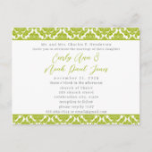 Lime Green Damask op witte bruiloft uitnodiging (Voorkant)