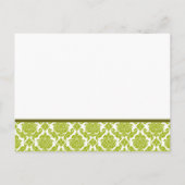 Lime Green Damask op witte bruiloft uitnodiging (Achterkant)