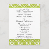 Lime Green Damask op witte bruiloft uitnodiging (Voorkant)