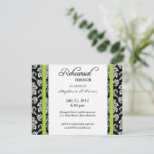 Lime Green Damask Rehearsal Dinner Kaart (Staand voorkant)
