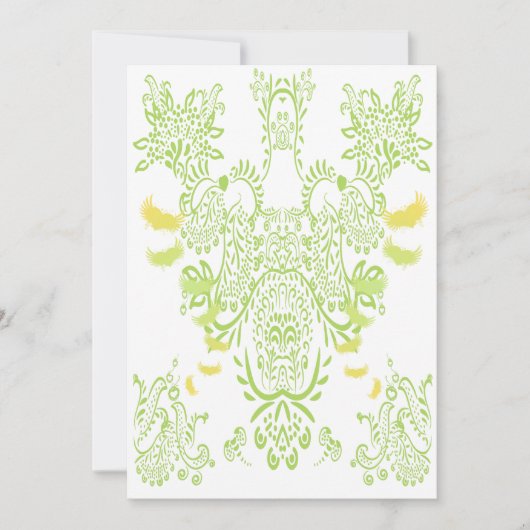 Lime Green Damask Wedding Invitation Kaart (Voorkant)