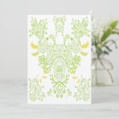 Lime Green Damask Wedding Invitation Kaart (Staand voorkant)