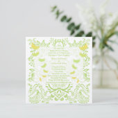 Lime Green Damask Wedding Invitation Kaart (Staand voorkant)