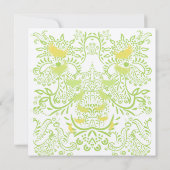 Lime Green Damask Wedding Invitation Kaart (Achterkant)