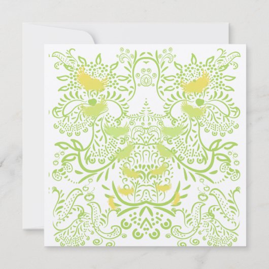 Lime Green Damask Wedding Invitation Kaart (Achterkant)