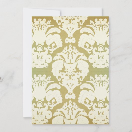 Lime Green Damask Wedding Invitation Kaart (Achterkant)