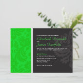 Lime Green Damask Wedding Invitations Kaart (Staand voorkant)