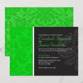 Lime Green Damask Wedding Invitations Kaart (Voorkant / Achterkant)