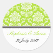 Lime Green Damask Wedding Sticker (Voorkant)