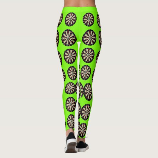 Lime Green Dartboards Bullseye Pattern Leggings (Achterkant)