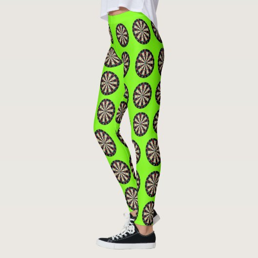 Lime Green Dartboards Bullseye Pattern Leggings (Links)