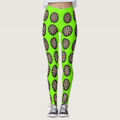 Lime Green Dartboards Bullseye Pattern Leggings (Voorkant)
