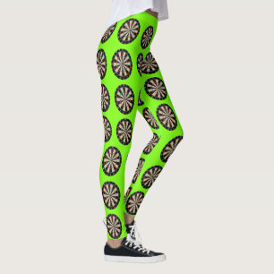 Lime Green Dartboards Bullseye Pattern Leggings