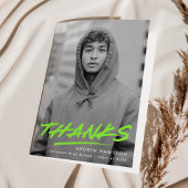 Lime Green Dashed Modern Photo Afstuderen Bedankkaart