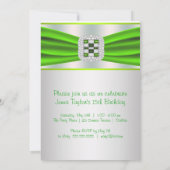 Lime Green Diamond Girls 15e verjaardagsfeest Kaart (Achterkant)