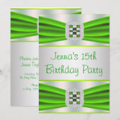 Lime Green Diamond Girls 15e verjaardagsfeest Kaart (Voorkant / Achterkant)
