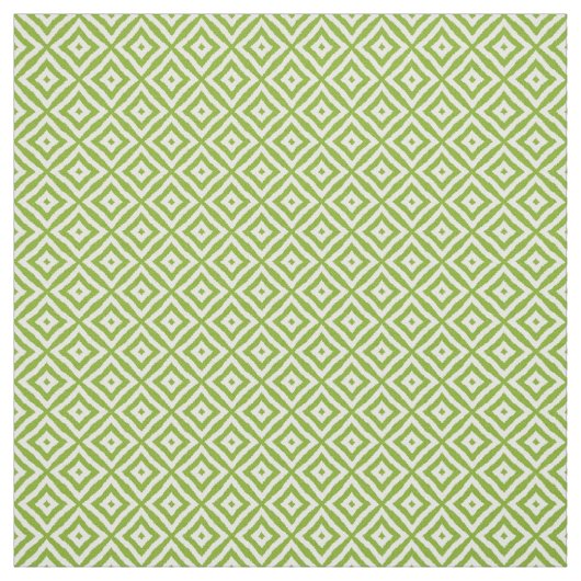 Lime Green Diamond Squares Ikat Mosaic Pattern Stof (Swatch)