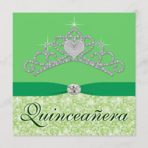 Lime Green Diamond Tiara Green Quincenera Kaart