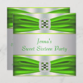 Lime Green Diamonds Sweet Sixteen Uitnodiging (Voorkant / Achterkant)