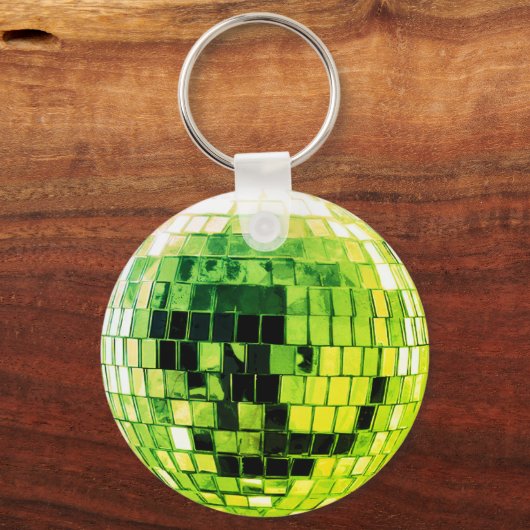 Lime Green Disco Disco Ball Sleutelhanger (Achterkant)