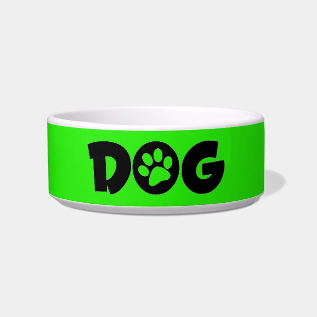 Lime Green Dog Ceramic Pet Bowl Voerbakje (Voorkant)