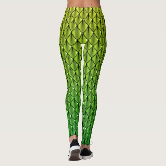 Lime Green Dragon Scale (Fade) Fantasy Leggings (Achterkant)