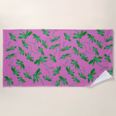 Lime Green Dragonfly Frenzy Beach Towel Strandlaken (Voorkant)