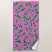 Lime Green Dragonfly Frenzy Beach Towel Strandlaken (Voorkant)