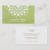 Lime Green Elegant Circle Motif Cosmetology Visitekaartje (Voorkant / Achterkant)