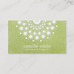 Lime Green Elegant Circle Motif Cosmetology Visitekaartje