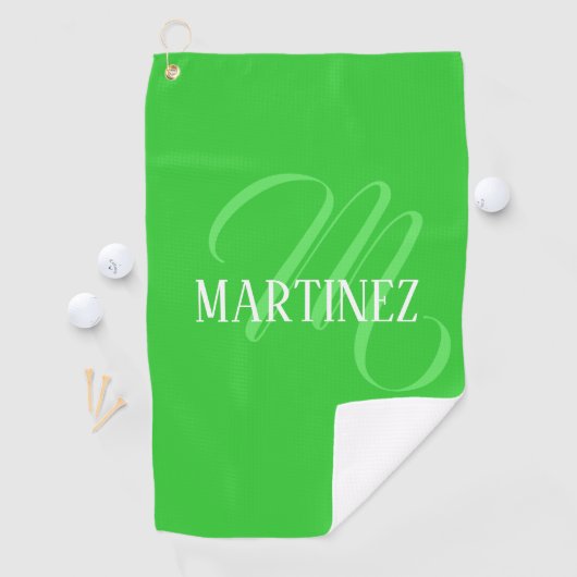 Lime Green Elegant Gepersonaliseerde Naam Club Golfhanddoek (Insitu)