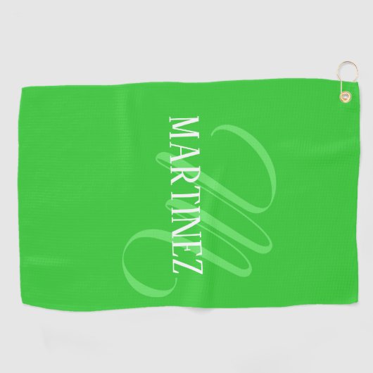 Lime Green Elegant Gepersonaliseerde Naam Club Golfhanddoek (Horizontaal)