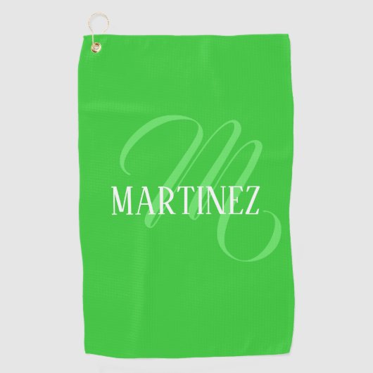 Lime Green Elegant Gepersonaliseerde Naam Club Golfhanddoek (Voorkant)