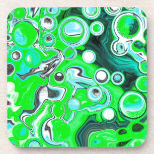 Lime Green en Aqua Blue Bubble Abstracte Art Bier Onderzetter