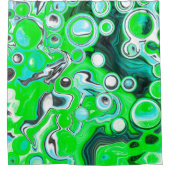 Lime Green en Aqua Blue Bubble Abstracte Art Douchegordijn (Voorkant)