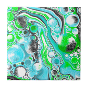 Lime Green en Aqua Blue Bubble Abstracte Art Gift Tegeltje