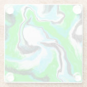 Lime Green en Aqua Blue Bubble Abstracte Art Glazen Onderzetter (Achterkant)