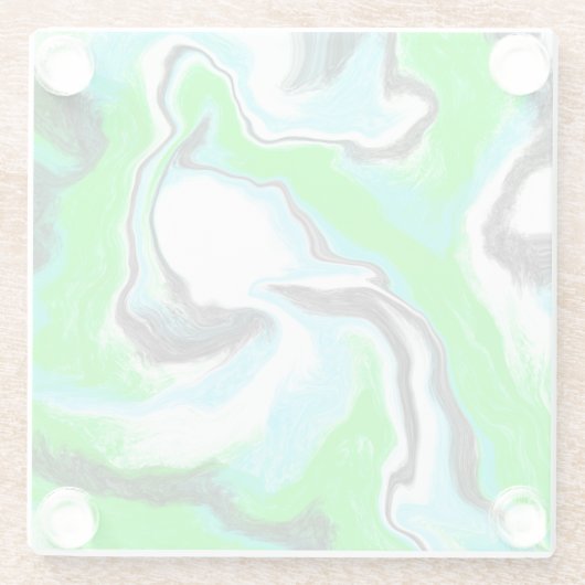 Lime Green en Aqua Blue Bubble Abstracte Art Glazen Onderzetter (Achterkant)