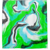 Lime Green en Aqua Blue Marble Abstracte Art Douchegordijn (Voorkant)