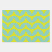 Lime Green en Aqua Blue Retro Leaf Pattern Inpakpapier Vel (Voorkant 3)